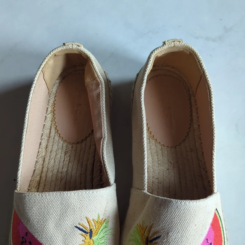 J. Crew Fruit Embroidered Espadrille Loafer 8 Beige